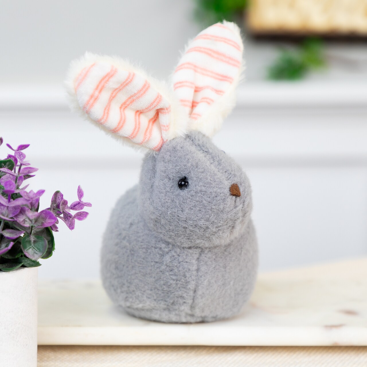 Northlight Plush Easter Bunny Rabbit with Striped Ears Spring Figure - 8"